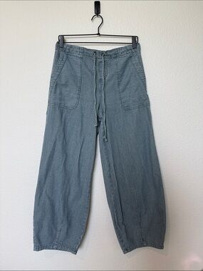 J.O.A. Blue Striped Denim Barrel Pants